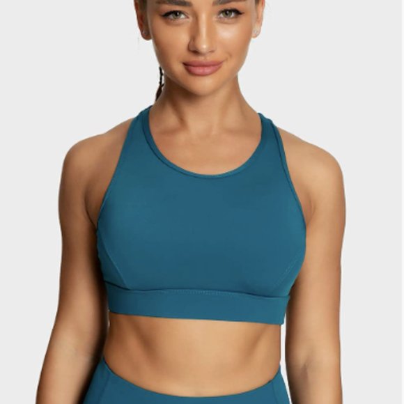 NWOT Teal Sports Bra With Back Pocket - Picture 4 of 7
